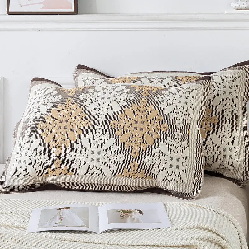 Pair of Adjacent flower room Tied Cotton Gauze Pillow Cover - Secure Fit Premium Comfort (Insert Not Included) - Home &