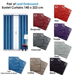 Pair of Blockout Embossed Eyelet Leaf Curtains Coffee - Home & Garden > Curtains
