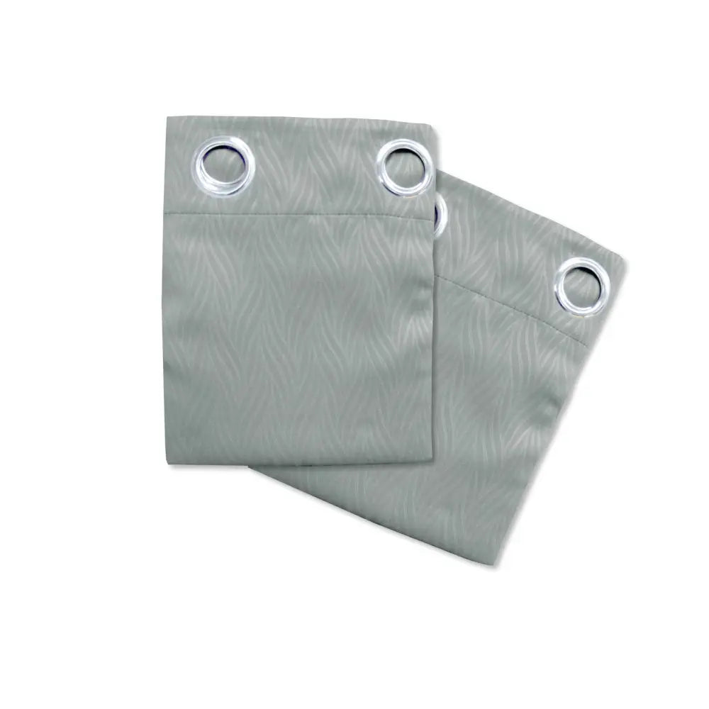 Pair of Blockout Embossed Eyelet Leaf Curtains Grey - Home & Garden > Curtains