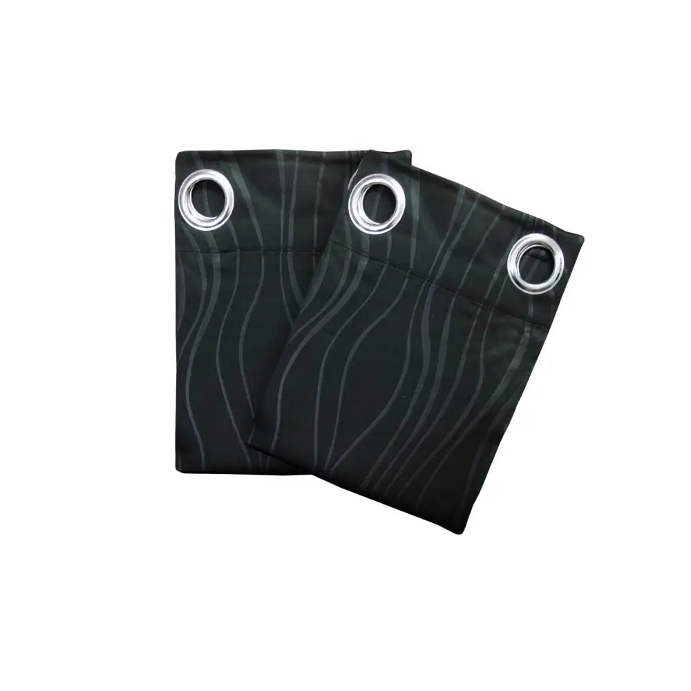 Pair of Blockout Embossed Eyelet Wave Curtains Black - Home & Garden > Curtains