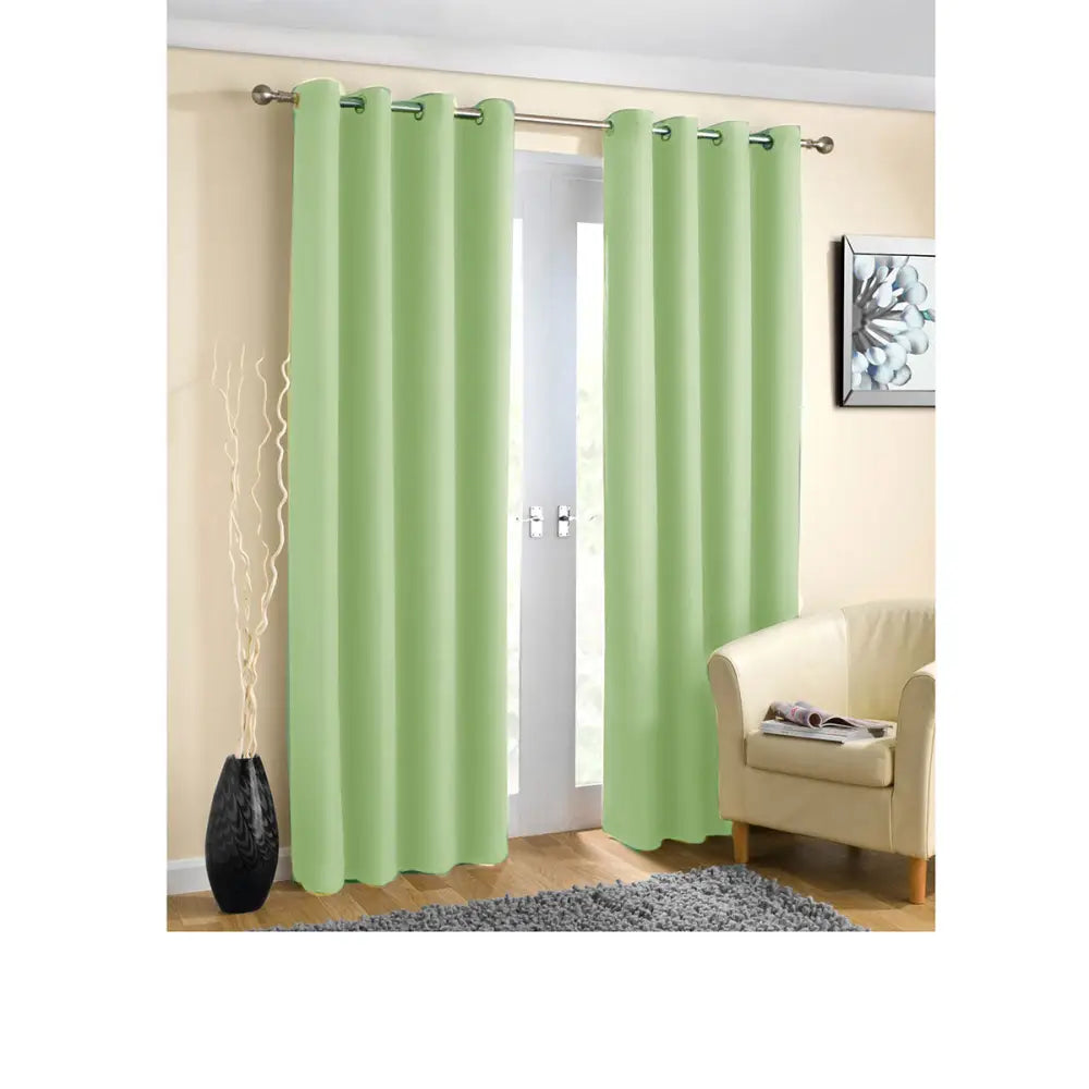 Pair of Blockout Plain Eyelet Curtains Sage - Home & Garden > Curtains