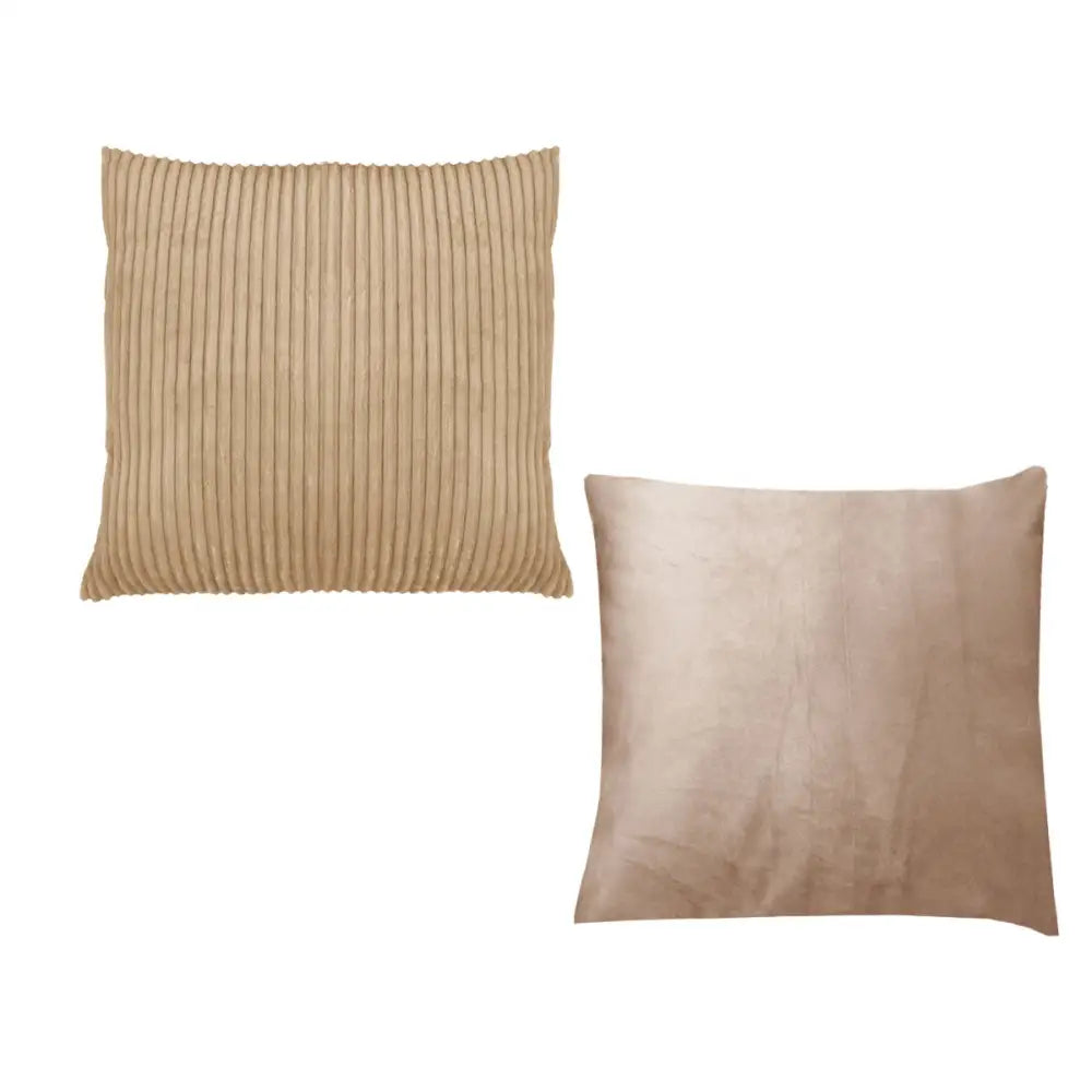 Pair of Calico Cordury Cushions Latte - Home & Garden > Bedding