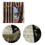 Pair of Caria Black Jacquard Tassels Unlined Curtains 145 x 210 cm - Home & Garden > Curtains