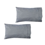 Pair of Chambray Charcoal Cotton Standard Pillowcases 48 x 73 cm - Home & Garden > Bedding