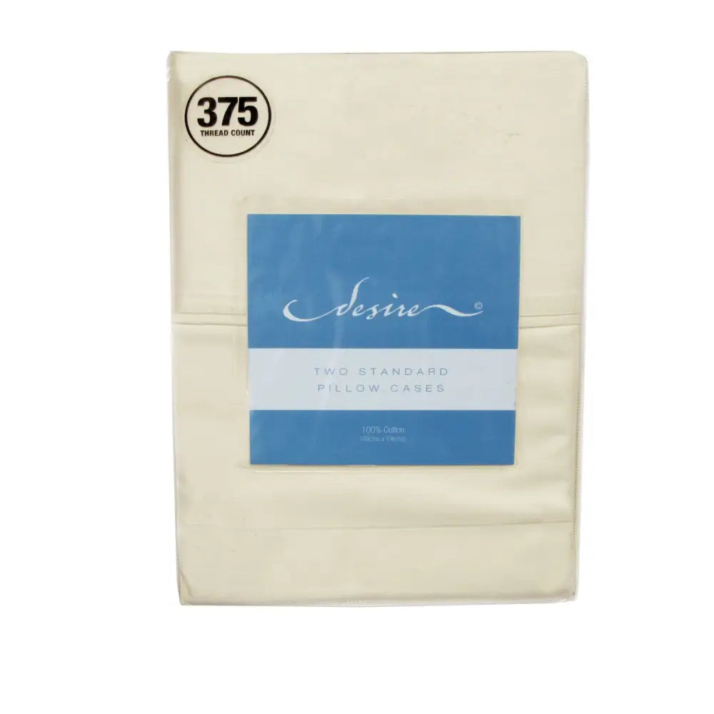 Pair of Cotton Standard Pillowcases 375TC Cream - Home & Garden > Bedding > Pillowcases