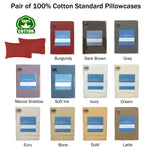 Pair of Cotton Standard Pillowcases 375TC Cream - Home & Garden > Bedding > Pillowcases