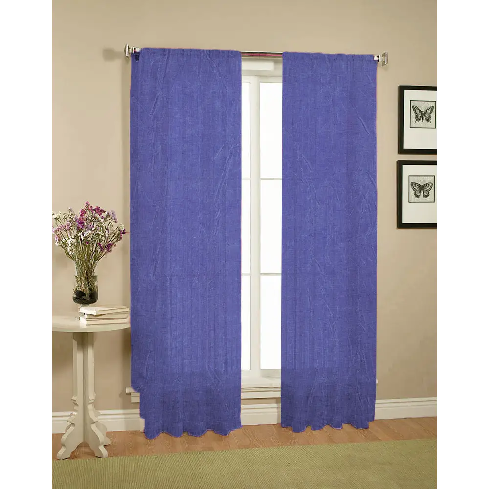 Pair of Crushed Sheer Curtains Blue - Home & Garden > Curtains