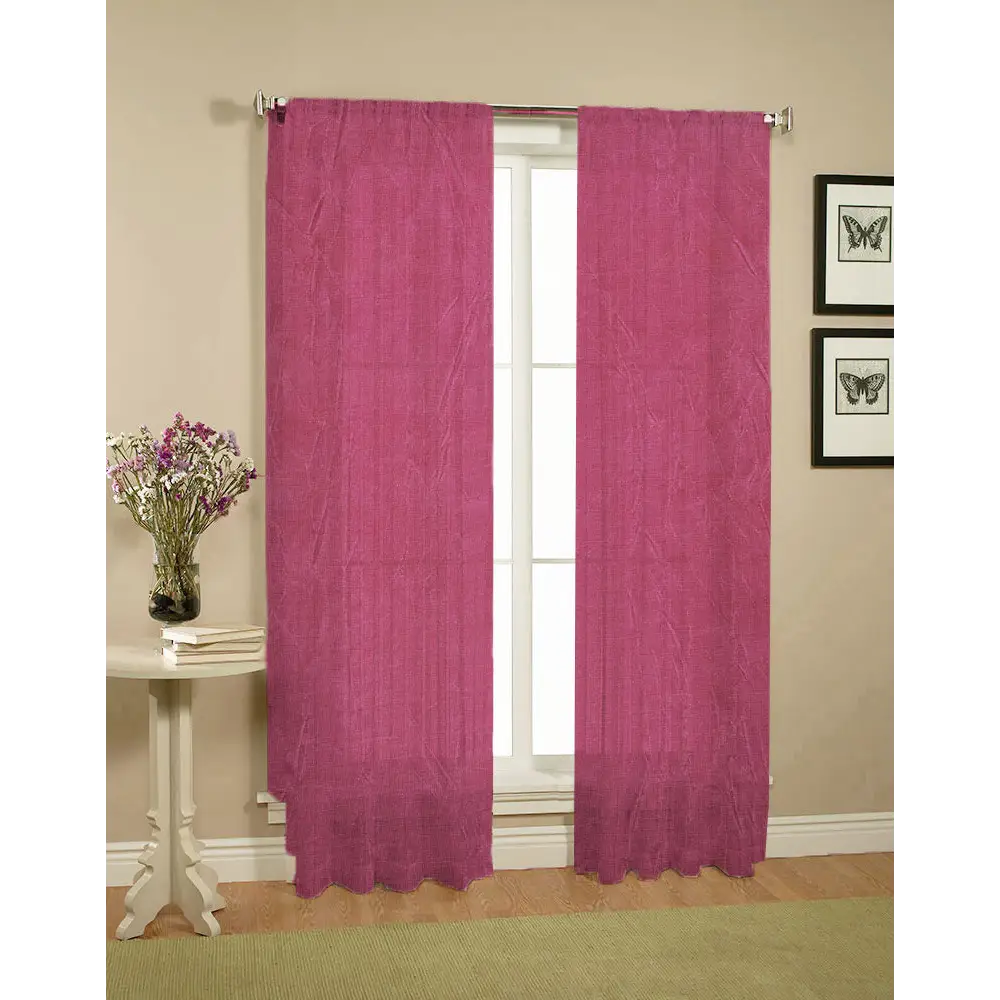 Pair of Crushed Sheer Curtains Burgundy - Home & Garden > Curtains