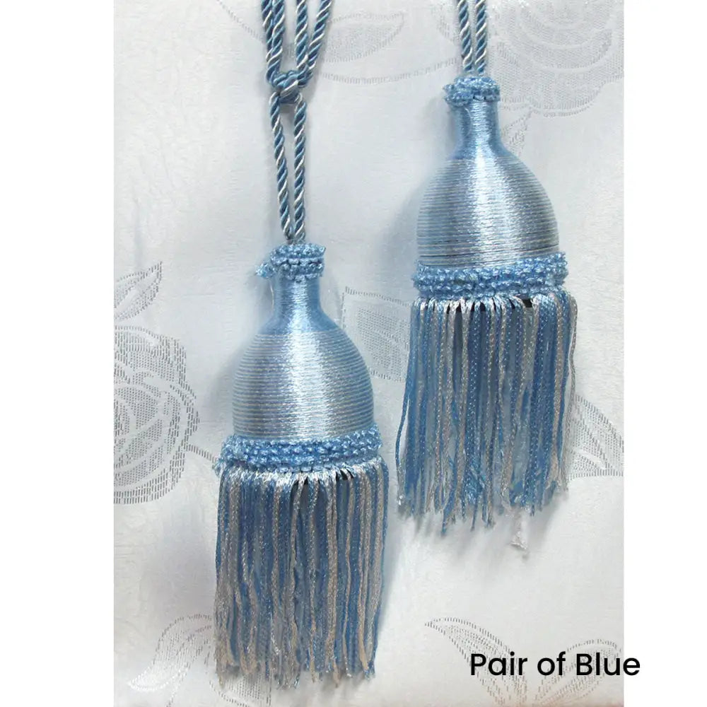 Pair of Curtain Tassel Rope Ties 52cm Blue - Home & Garden > Decor