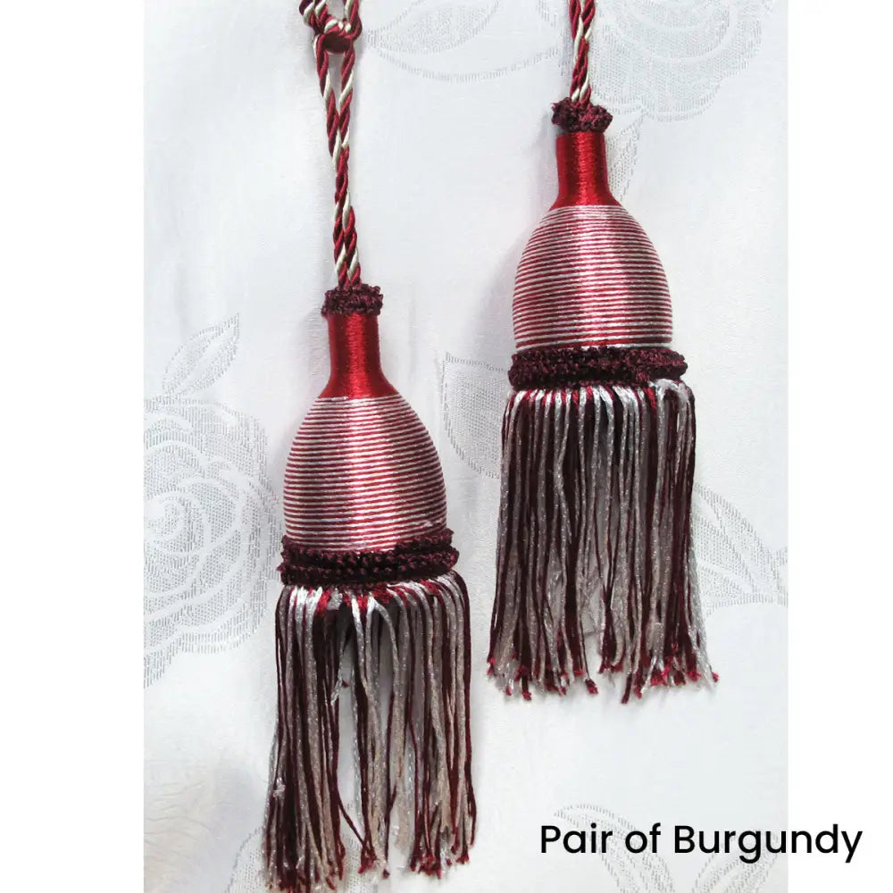 Pair of Curtain Tassel Rope Ties 52cm Burgundy - Home & Garden > Decor