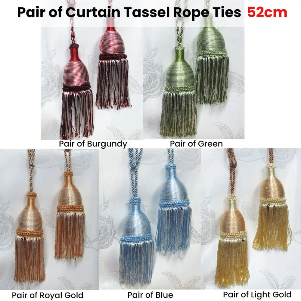 Pair of Curtain Tassel Rope Ties 52cm Burgundy - Home & Garden > Decor