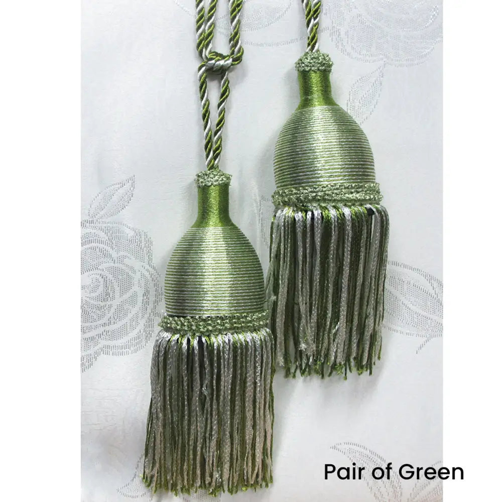 Pair of Curtain Tassel Rope Ties 52cm Green - Home & Garden > Decor