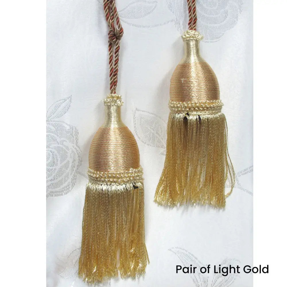 Pair of Curtain Tassel Rope Ties 52cm Light Gold - Home & Garden > Decor