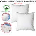 Pair of Duck Feather Rich Fill European Cushion Inserter 65 x 65 cm - Home & Garden > Bedding
