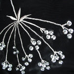 Pair of Embroidered Rod Pocket Curtains 150 x 213cm each Silver Petals - Home & Garden > Curtains