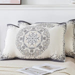 Pair of Gray Circular Pattern Tied Cotton Gauze Pillow Cover - Secure Fit Premium Comfort (Insert Not Included) - Home
