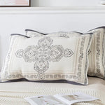 Pair of Gray pattern Tied Cotton Gauze Pillow Cover - Secure Fit Premium Comfort (Insert Not Included) - Home & Garden
