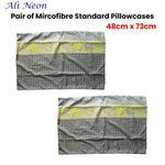 Pair of Microfiber Polyester Ali Neon Grey/Green Standard Pillowcases by Home Innovations - Home & Garden > Bedding >
