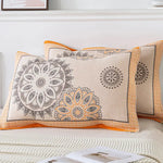 Pair of Orange pattern Tied Cotton Gauze Pillow Cover - Secure Fit Premium Comfort (Insert Not Included) - Home &