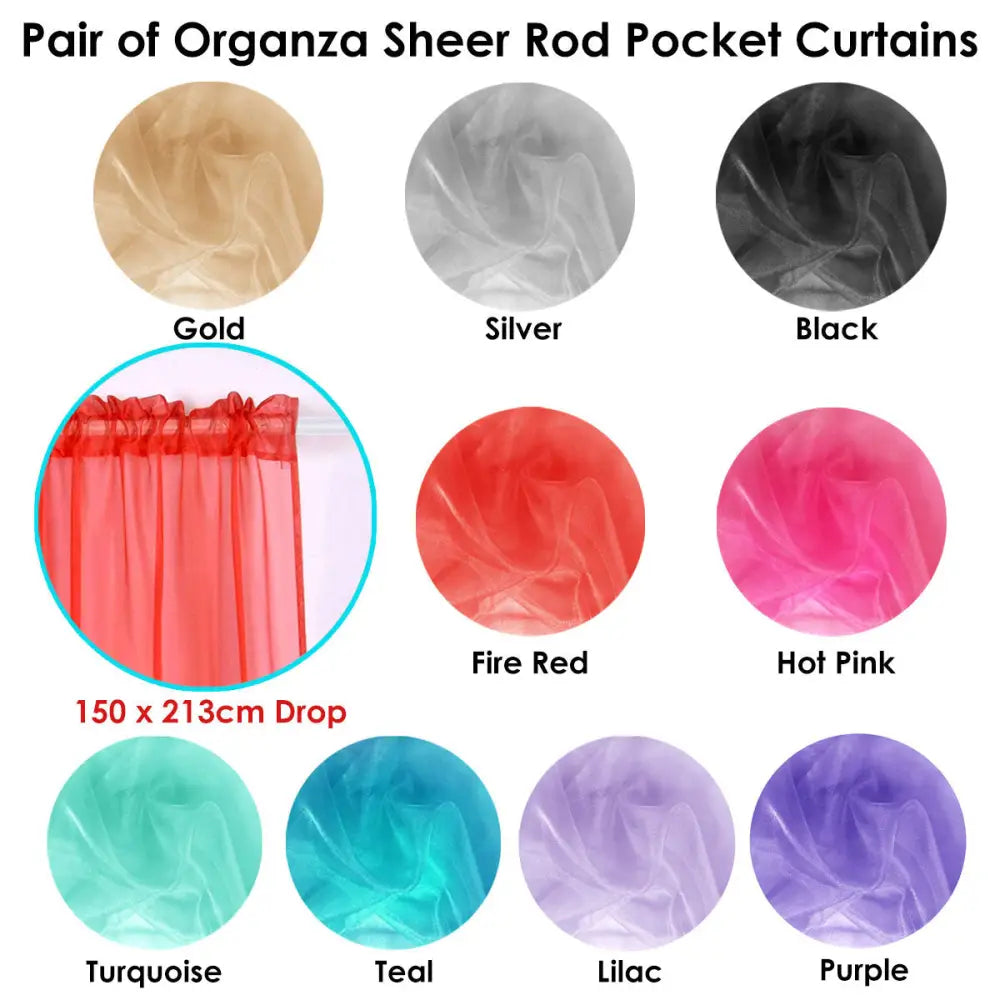 Pair of Organza Sheer Rod Pocket Curtains Lilac - Home & Garden > Curtains