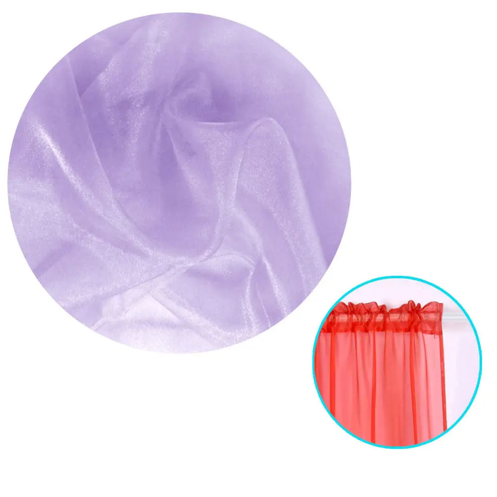 Pair of Organza Sheer Rod Pocket Curtains Lilac - Home & Garden > Curtains
