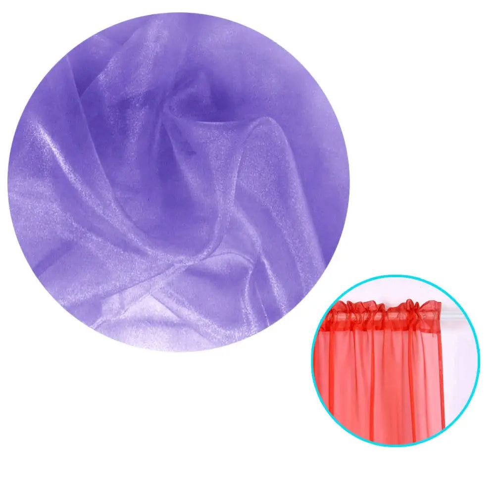 Pair of Organza Sheer Rod Pocket Curtains Purple - Home & Garden > Curtains