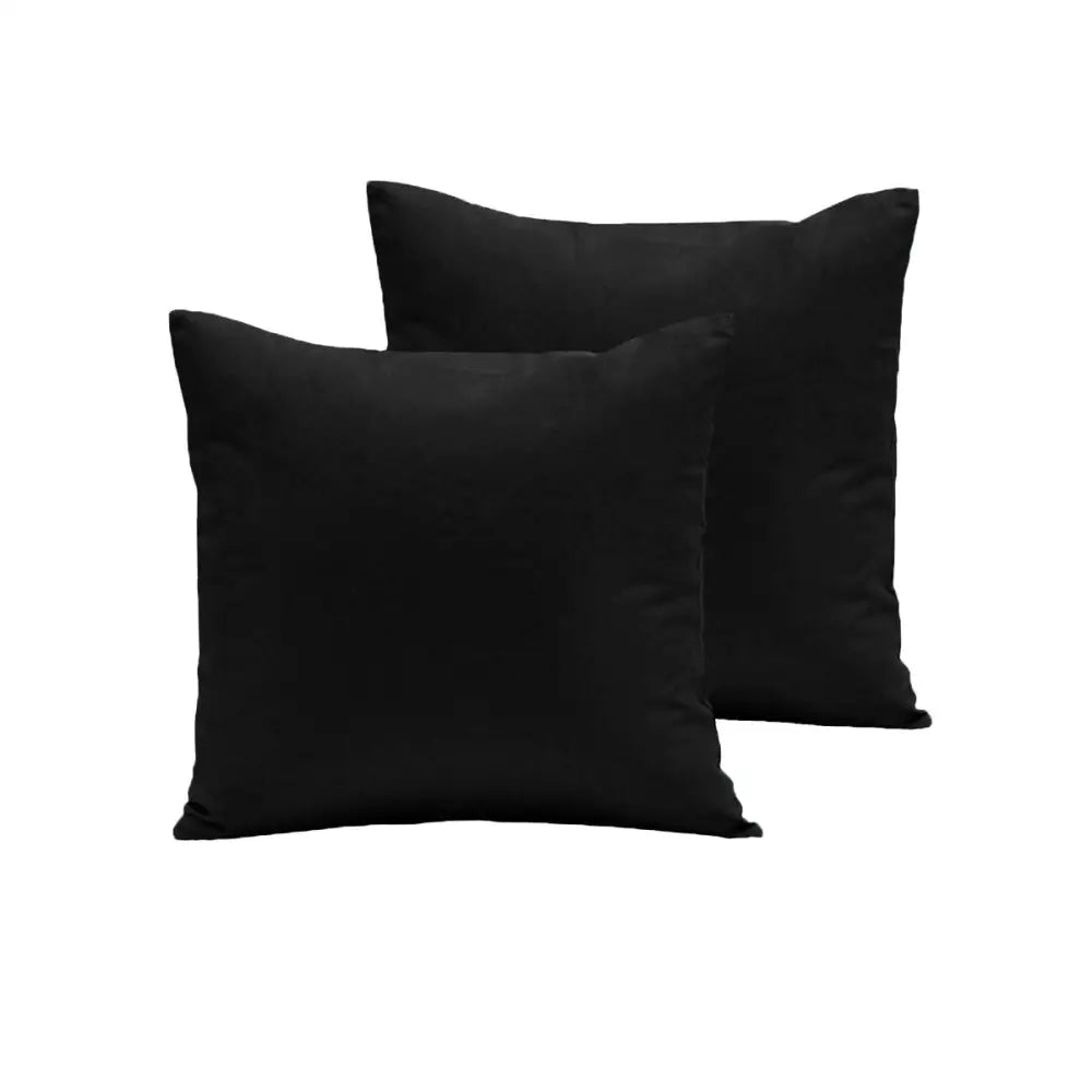 Pair of Polyester Cotton European Pillowcases Black - Home & Garden > Bedding