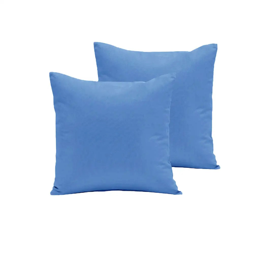 Pair of Polyester Cotton European Pillowcases Mid Blue - Home & Garden > Bedding