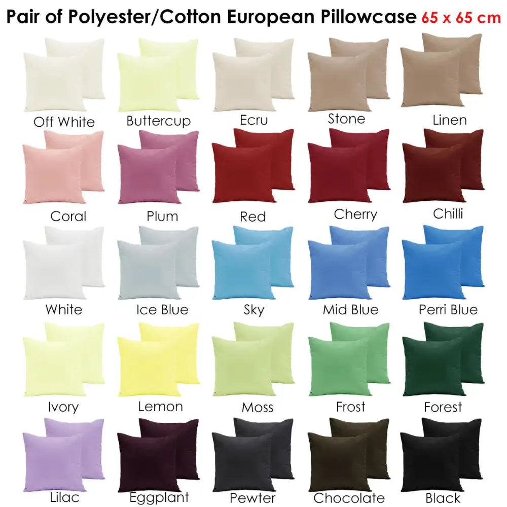 Pair of Polyester Cotton European Pillowcases Plum - Home & Garden > Bedding