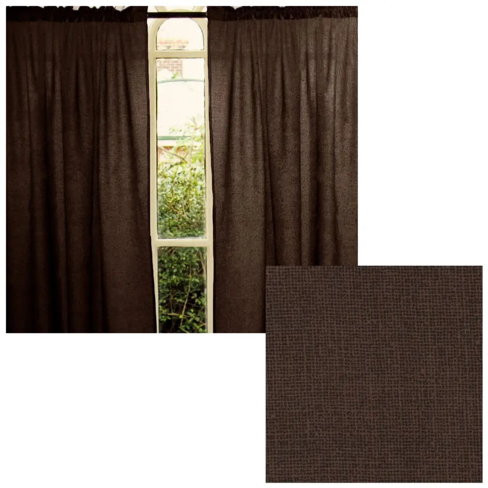 Pair of Polyester Cotton Rod Pocket Unlined Curtains 110 x 213 cm each Chocolate Dots - Home & Garden > Curtains >