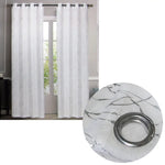 Pair of Sheer Eyelet Curtains White with Silver Foils 137 x 213 cm - Home & Garden > Curtains