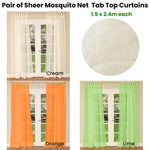 Pair of Sheer Mosquito Net Tab Top Curtains 150 x 240 cm Cream - Home & Garden > Bedding