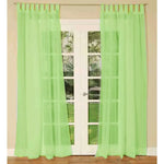 Pair of Sheer Mosquito Net Tab Top Curtains 150 x 240 cm Lime - Home & Garden > Curtains > Curtains & Drapes