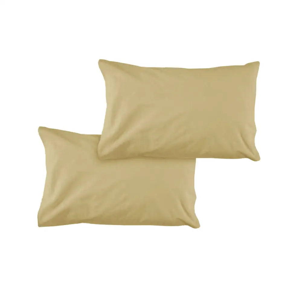 Pair of Solid Colour Microfiber Standard Pillowcases 48x73cmx15cm (Flap) Gold - Home & Garden > Bedding