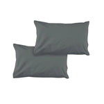 Pair of Solid Colour Microfiber Standard Pillowcases 48x73cmx15cm (Flap) Charcoal - Home & Garden > Bedding