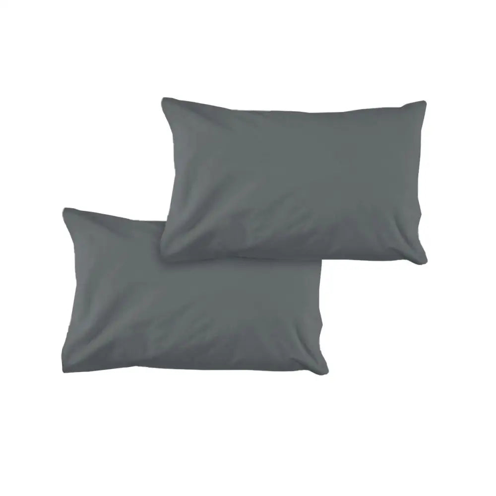 Pair of Solid Colour Microfiber Standard Pillowcases 48x73cmx15cm (Flap) Charcoal - Home & Garden > Bedding