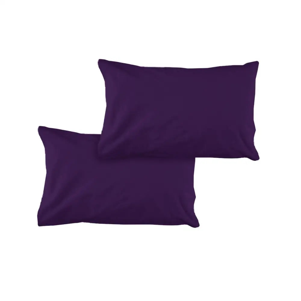 Pair of Solid Colour Microfiber Standard Pillowcases 48x73cmx15cm (Flap) Purple - Home & Garden > Bedding