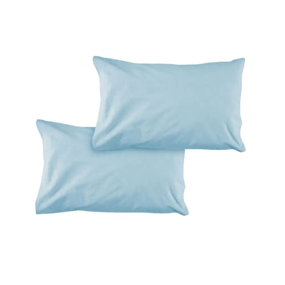 Pair of Solid Colour Microfiber Standard Pillowcases 48x73cmx15cm (Flap) Sky - Home & Garden > Bedding