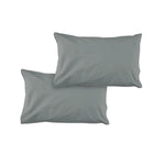 Pair of Solid Colour Microfiber Standard Pillowcases 48x73cmx15cm (Flap) Grey - Home & Garden > Bedding