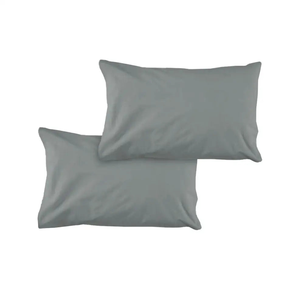 Pair of Solid Colour Microfiber Standard Pillowcases 48x73cmx15cm (Flap) Grey - Home & Garden > Bedding