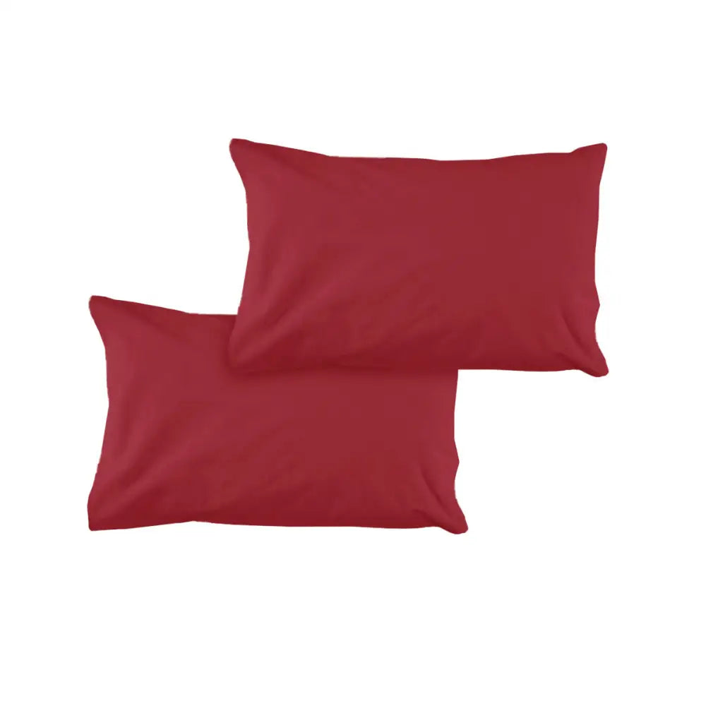 Pair of Solid Colour Microfiber Standard Pillowcases 48x73cmx15cm (Flap) Cherry - Home & Garden > Bedding