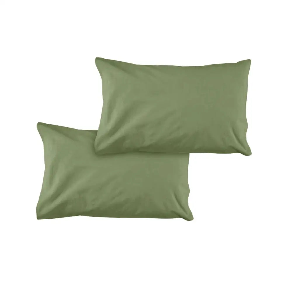 Pair of Solid Colour Microfiber Standard Pillowcases 48x73cmx15cm (Flap) Olive - Home & Garden > Bedding