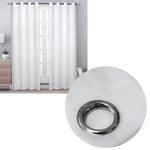 Pair of Solid Colour Sheer Eyelet Curtains 137 x 213 cm White - Home & Garden > Curtains