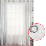 Pair of White Checkered Eyelet Sheer Curtains 140 x 225cm - Home & Garden > Curtains