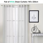Pair of White Eyelet Sheer Curtains 140 x 225cm - Home & Garden > Curtains > Curtains & Drapes