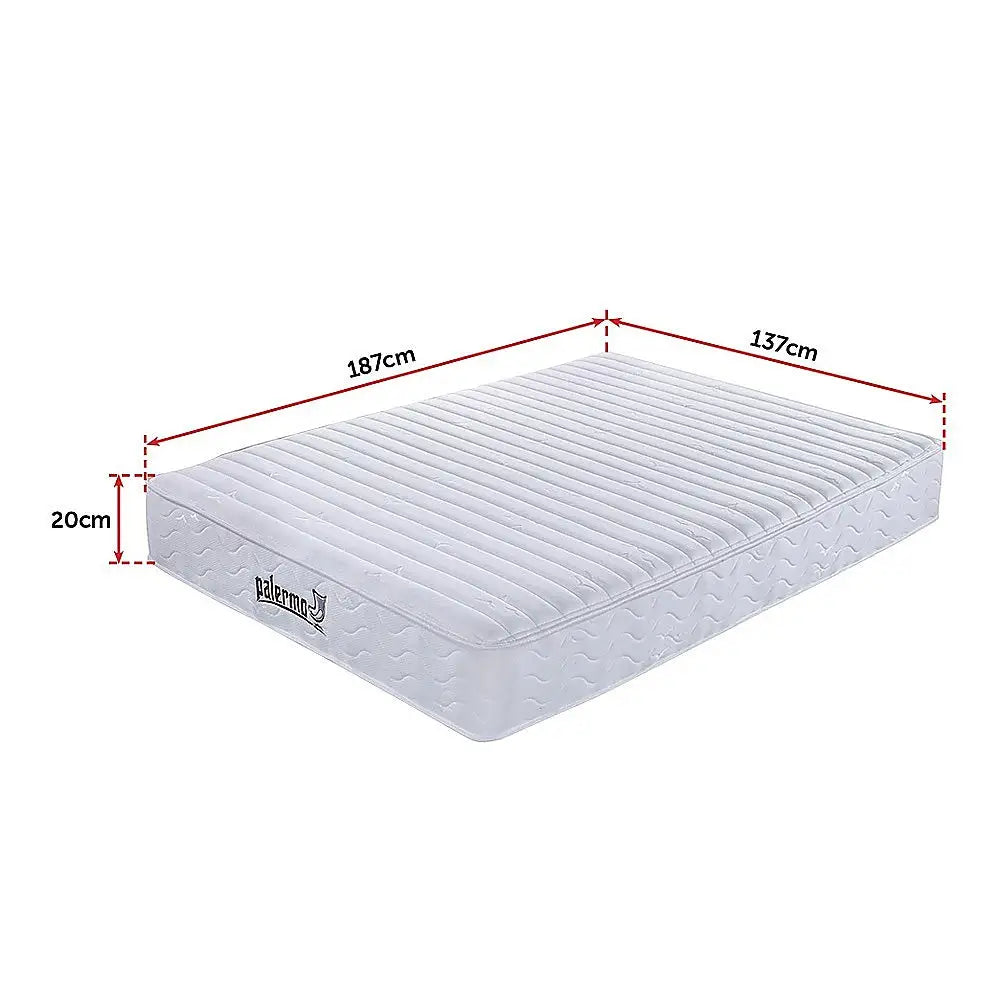 Palermo Contour 20cm Encased Coil Double Mattress CertiPUR-US Certified Foam - Furniture > Mattresses