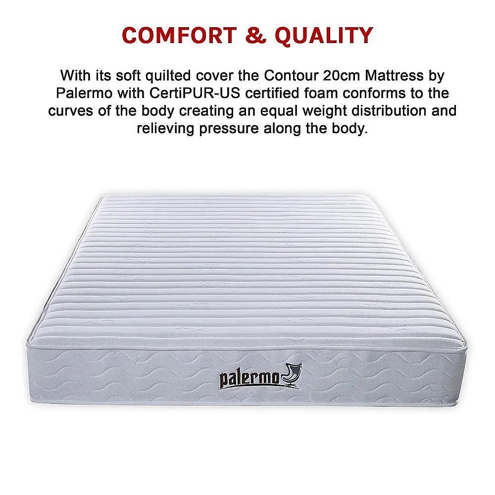Palermo Contour 20cm Encased Coil King Mattress CertiPUR-US Certified Foam - Furniture > Mattresses