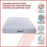 Palermo Contour 20cm Encased Coil King Mattress CertiPUR-US Certified Foam - Furniture > Mattresses