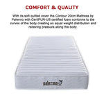 Palermo Contour 20cm Encased Coil King Single Mattress CertiPUR-US Certified Foam - Furniture > Mattresses