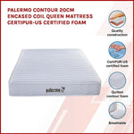 Palermo Contour 20cm Encased Coil Queen Mattress CertiPUR-US Certified Foam - Furniture > Mattresses